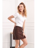 Sports mini skirt with a stripe, brown FI510 - Online store - Boutique